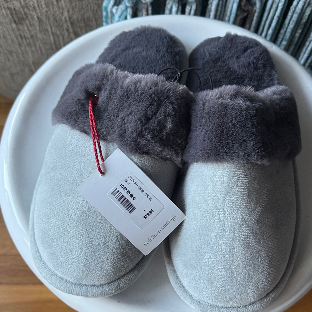 Soft Surroundings Gray and Dark Gray Slippers